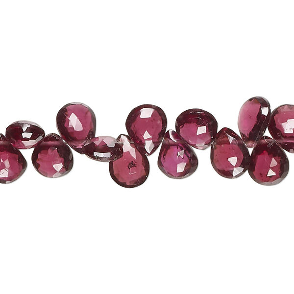 Rhodolite garnet / garnet 1pkg1, hand-cut top-drilled faceted puffed teardrop bead natural 8 inch 6-8mm image number 0
