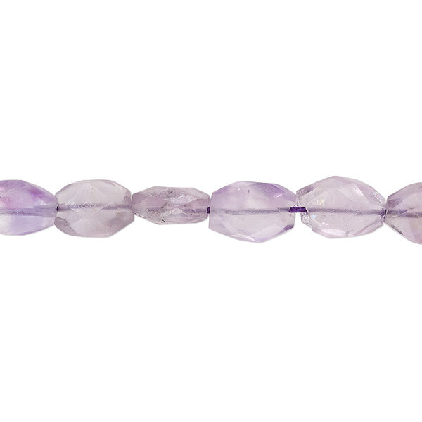 Amethyst 1pkg1, hand-cut faceted puffed oval bead natural 12 inch 7x6mm-11x7mm image number 0