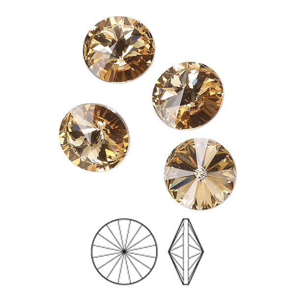 Chaton 8pk light Colorado topaz foil back, Preciosa MAXIMA Czech crystal rhinestone 10.54-10.91mm rivoli SS47 image number 0