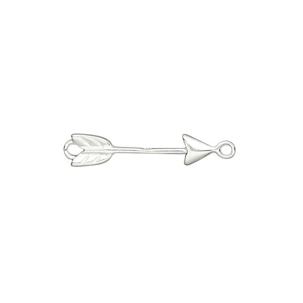 Link, sterling silver, 21x5mm 3D arrow. Sold per pkg of 2. image number 0