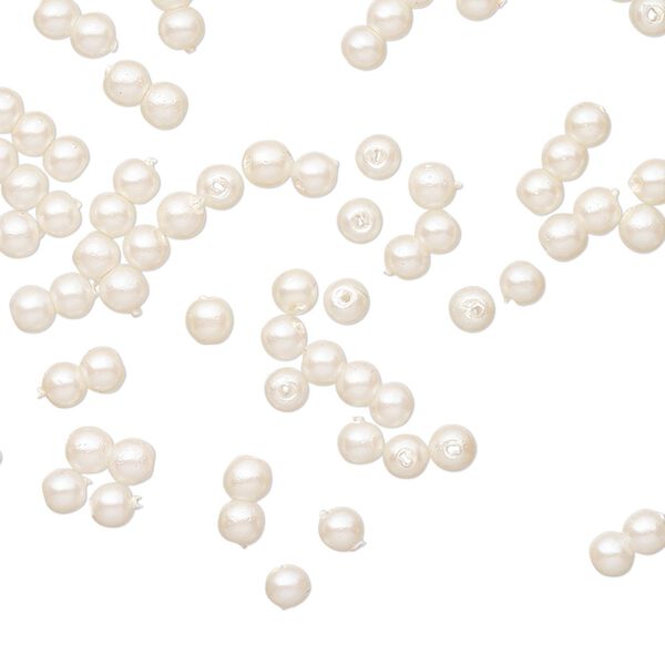 Bead, vintage Japanese acrylic pearl, antique white, 3mm round. Sold per pkg of 100. image number 0