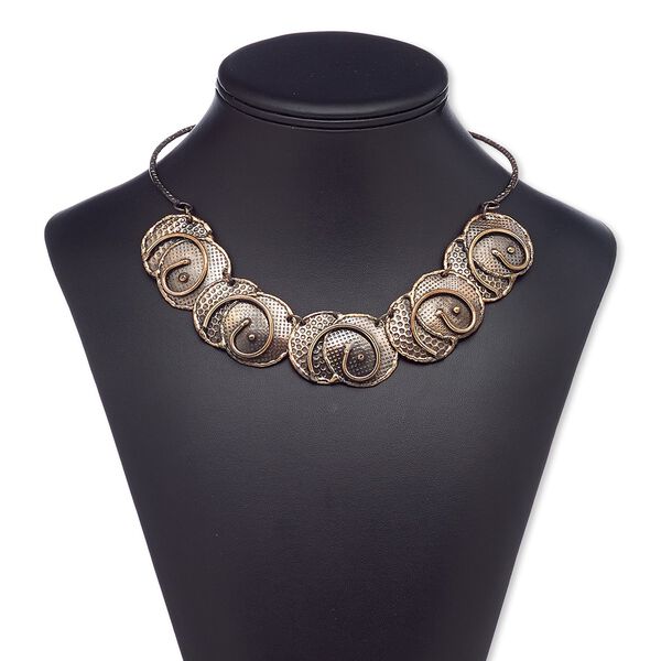 Necklace, copper-plated steel and antique copper, spiral design, 18 inches with 2-1/2 inch extender chain and lobster claw clasp. Sold individually. image number 0