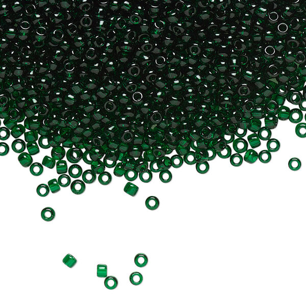 Seed bead, TOHO BEADS®, glass, pkg/250g, #11 round, transparent emerald green (TR-11-939). image number 0