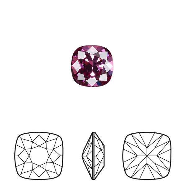 Fancy stone 144pk dark rose foil back, Swarovski® 10mm cushion 4470 image number 0