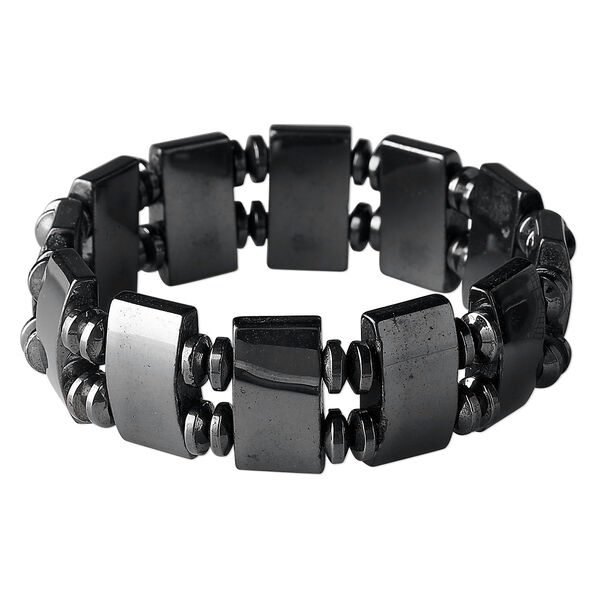 Hemalyke™ 1pkg1, rectangle / saucer stretch bracelet 7.5 inch 6x3mm / 18x10mm image number 0