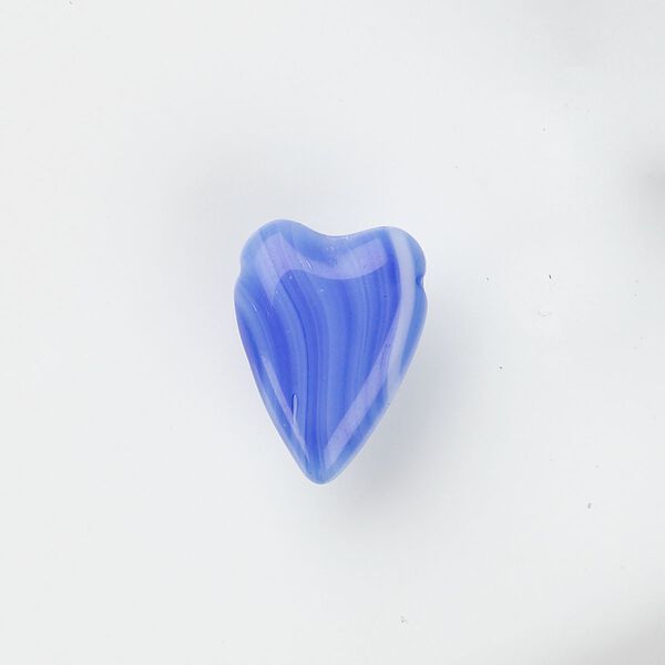 Bead, Czech pressed glass, opaque blue/white, 18x13mm heart. Sold per 15" to 16" strand. image number 0