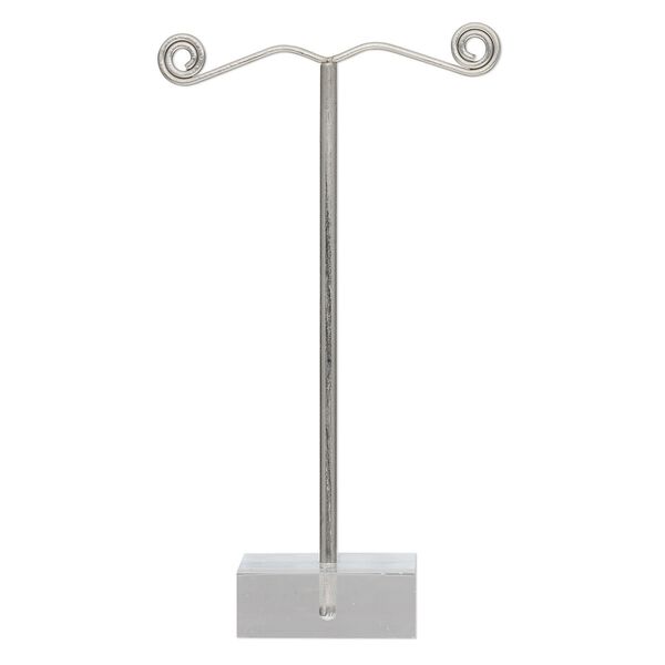 Earring display, acrylic and steel, clear, 4-1/2 x 2 x 1 inch cube. Sold per pkg of 2. image number 0