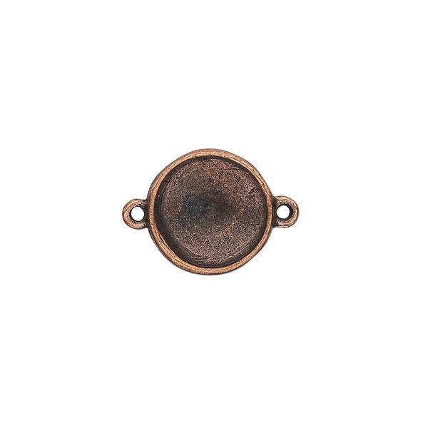 Link, Almost Instant Jewelry®, antique copper-plated pewter (tin-based alloy), 14mm round with 12mm rivoli setting. Sold individually. image number 0