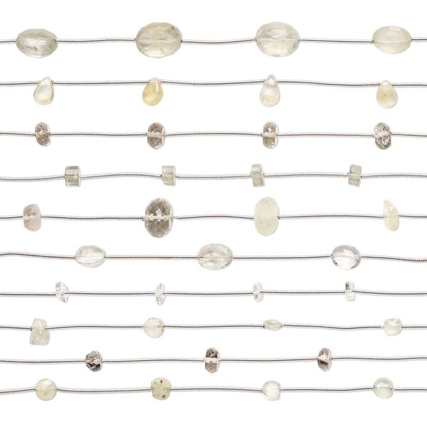 Prehnite 1pkg10, hand-cut mixed shape bead natural 4.5 inch 4x2mm-13x10mm image number 0