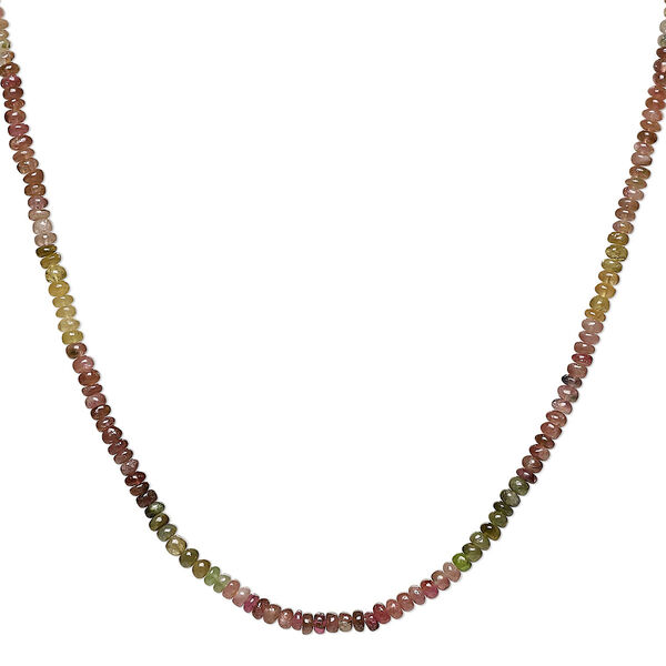 Multi-tourmaline 1pkg1, hand-cut rondelle bead natural B- grade, 13 inch 3x1mm-4x3mm image number 0