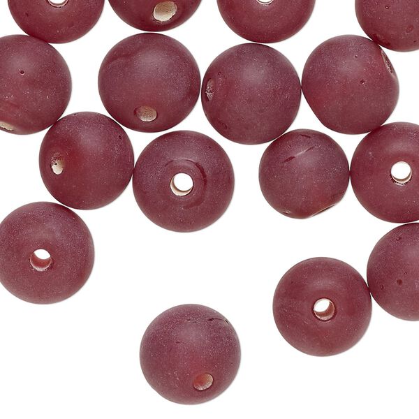 Bead, lampworked glass, translucent dark burgundy, 10mm round. Sold per 2-ounce pkg, approximately 40 beads. image number 0