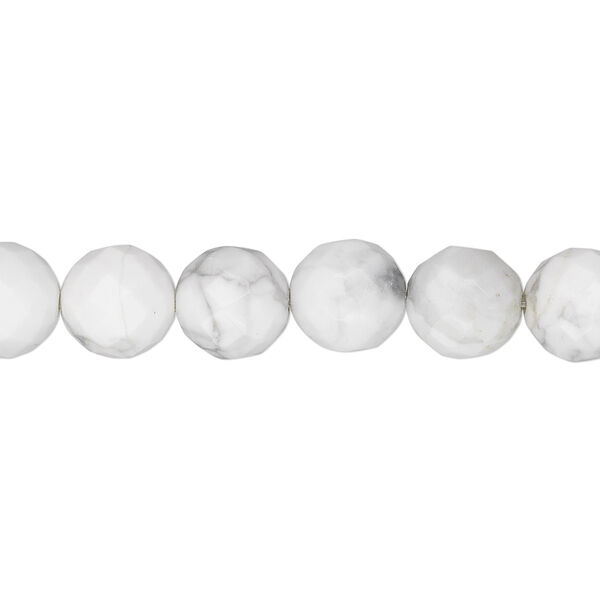 Howlite 1pkg1, faceted round bead natural 15.5-16 inch 8mm image number 0