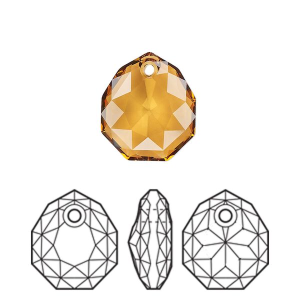 Drop 1pk light amber, Crystal Passions® 16x13.5mm pendant majestic 6436 image number 0