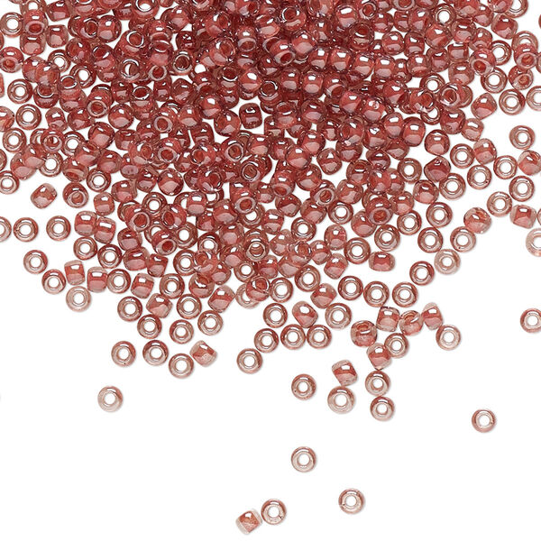 Seed bead, TOHO BEADS®, glass, pkg/250g, #11 round, translucent luster mauve-lined rose (TR-11-291). image number 0
