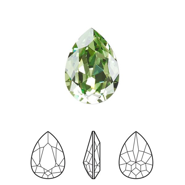 Fancy stone 1pk peridot foil back, Crystal Passions® Regenerated 18x13mm pear 4320 image number 0