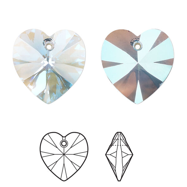 Drop 2pk aquamarine shimmer, Crystal Passions® 18mm pendant heart 6228 image number 0
