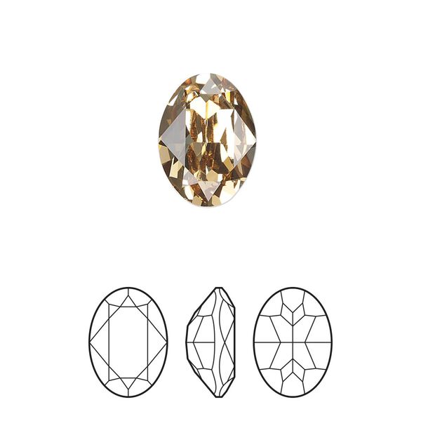 Fancy stone 2pk light Colorado topaz foil back, Preciosa MAXIMA Czech crystal rhinestone 14x10mm oval image number 0