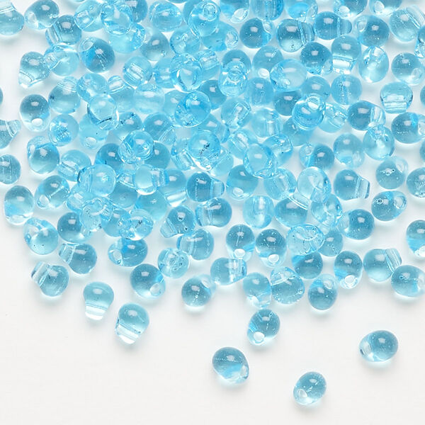 Seed bead, Miyuki, glass, pkg/250g, 4x3.4mm fringe, transparent light blue (DP-148). image number 0