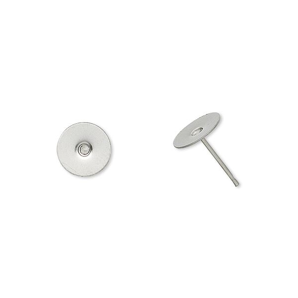 Earstud 1pkg100, 8mm flat pad, stainless steel 50 pair image number 0
