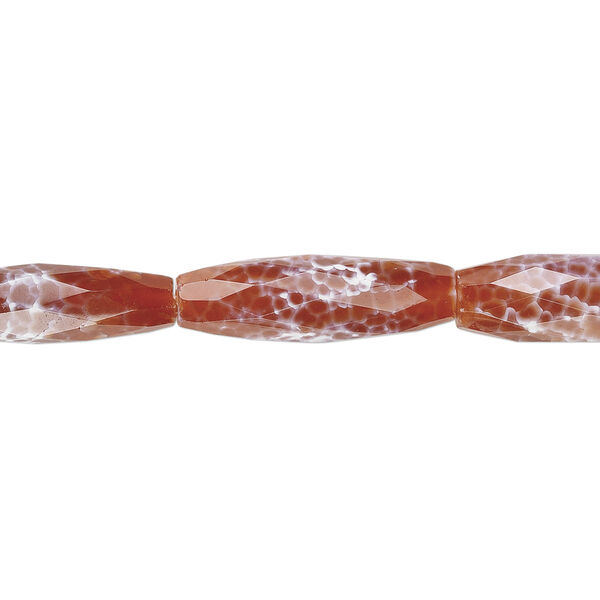 Fire crackle agate 1pkg1, hand-cut faceted oval bead 15.5-16 inch 40x13mm image number 0