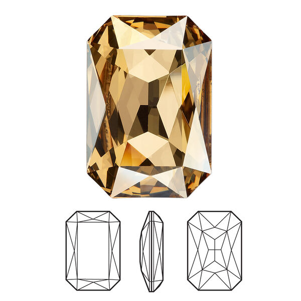 Fancy stone 24pk crystal golden shadow foil back, Swarovski® 27x18.5mm emerald cut 4627 image number 0