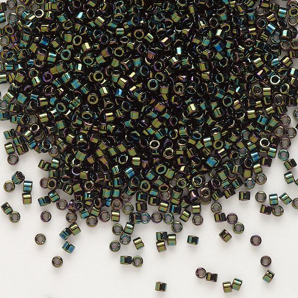 Seed bead, Delica®, glass, pkg/7.5g, #11 round, opaque metallic iris forest green (DB-0003). image number 0