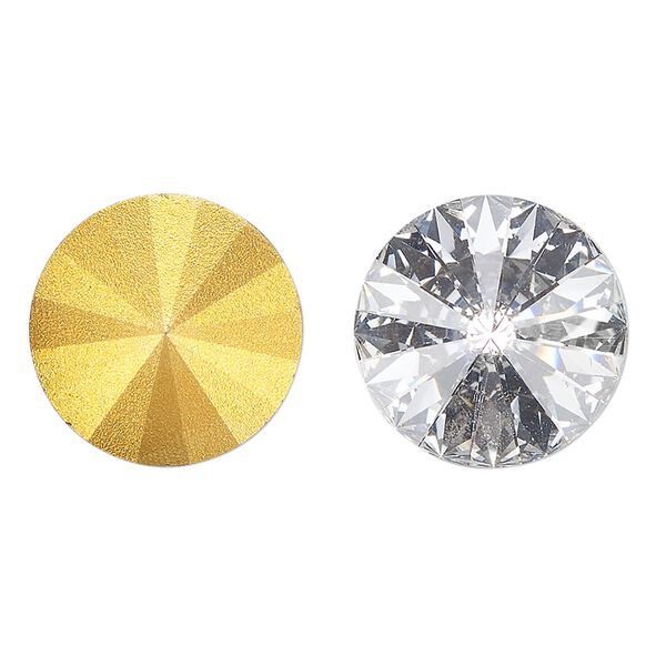 Chaton 2pk clear foil back, vintage Preciosa Czech crystal rhinestone 18mm rivoli image number 0