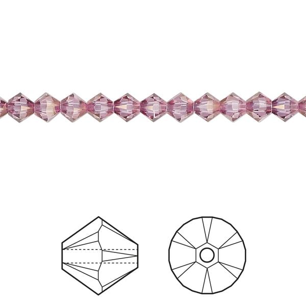 Bead 48pk dark rose, Crystal Passions® 4mm bicone 5328 image number 0