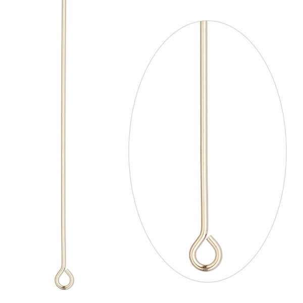 Eye pin, 14Kt gold-filled, 2 inches, 22 gauge. Sold per pkg of 2. image number 0