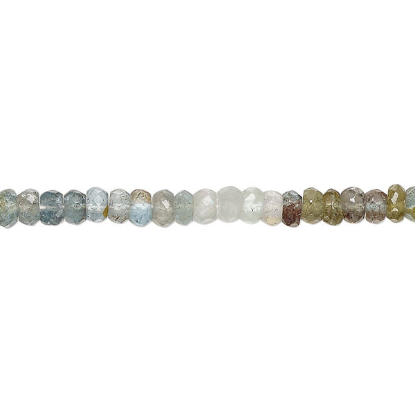 Bead, multi-beryl (heated), shaded, 3x2mm-4x3mm hand-cut faceted rondelle with 0.4-1mm hole, C grade, Mohs hardness 7-1/2 to 8. Sold per 12-inch strand. image number 0