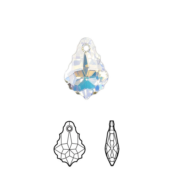 Drop 2pk crystal AB, Crystal Passions® 16x11mm pendant baroque 6090 image number 0