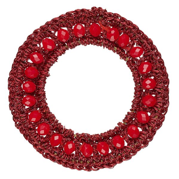 Focal, glass / nylon / steel, dark red, 48mm open round. Sold per pkg of 2. image number 0