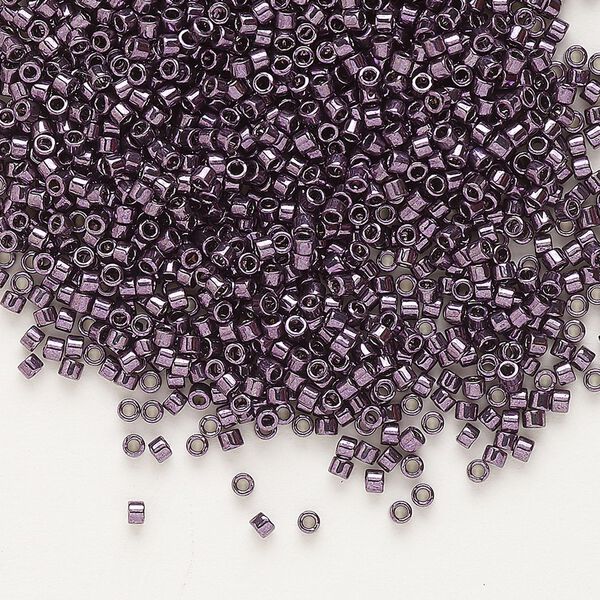 Seed bead, Delica®, glass, pkg/50g, #11 round, opaque nickel-plated dyed color dark plum (DB-0455). image number 0