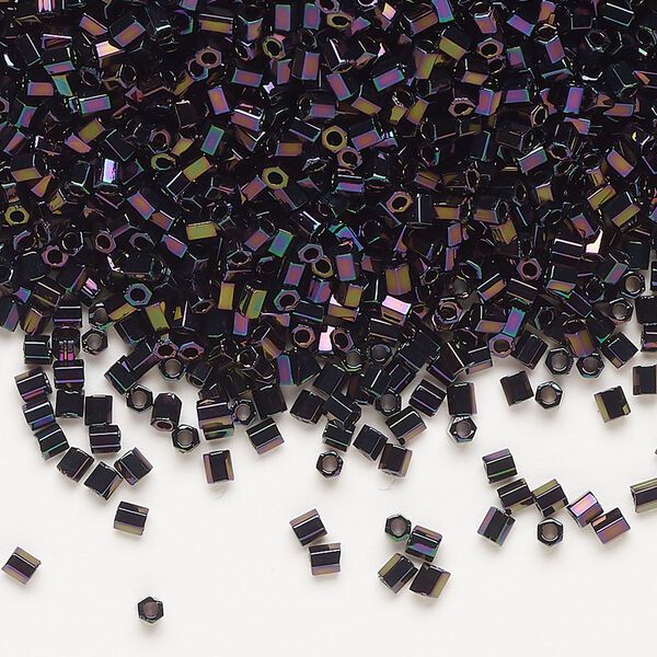 Seed bead, Miyuki, glass, pkg/50g, #11 2-cut hex, opaque gunmetal purple, (HEX-616). image number 0