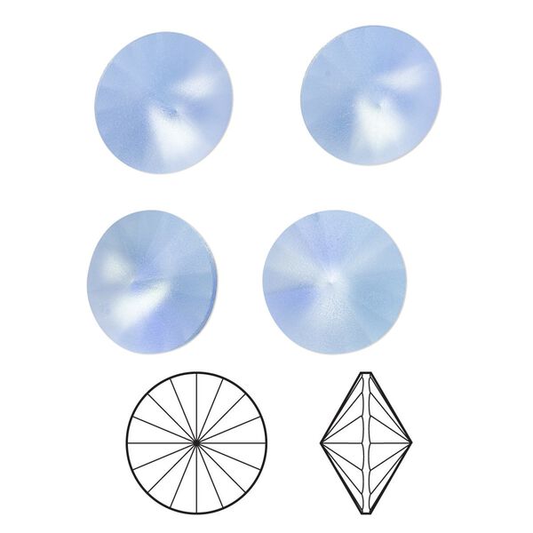 Chaton 48pk light sapphire frost foil back, Crystal Passions® 12mm rivoli 1122 image number 0