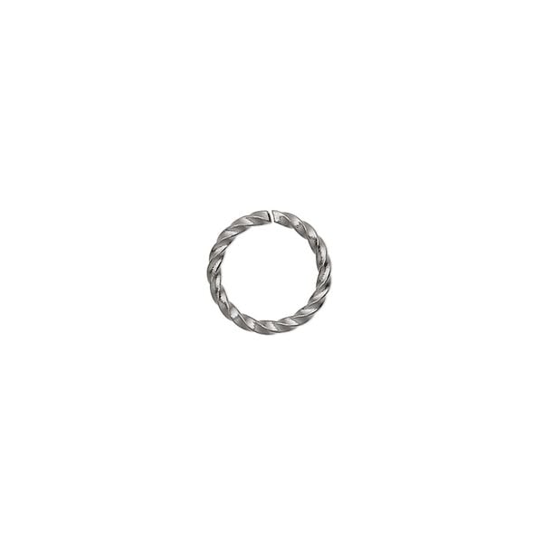 Jump ring, gunmetal-plated brass, 10mm twisted round, 8mm inside diameter, 16 gauge. Sold per pkg of 1,000. image number 0