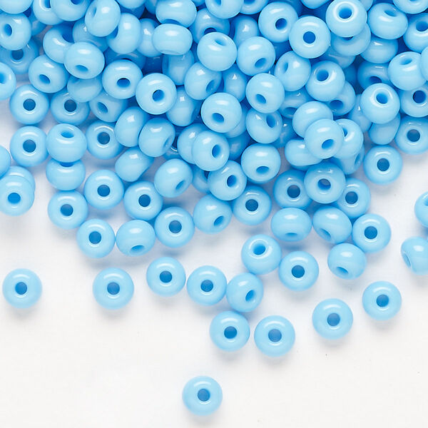 Seed bead, Preciosa Ornela Czech glass, pkg/500g, #6 rocaille, opaque sky blue, (63020). image number 0