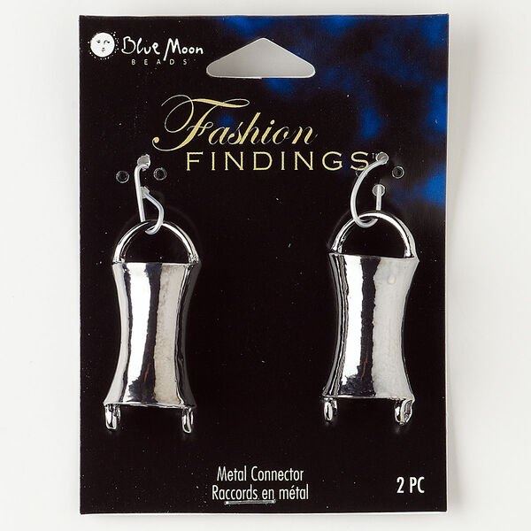 Charm, gunmetal-finished "pewter" (zinc-based alloy), 27x17mm bamboo with 2 loops. Sold per pkg of 2. image number 0