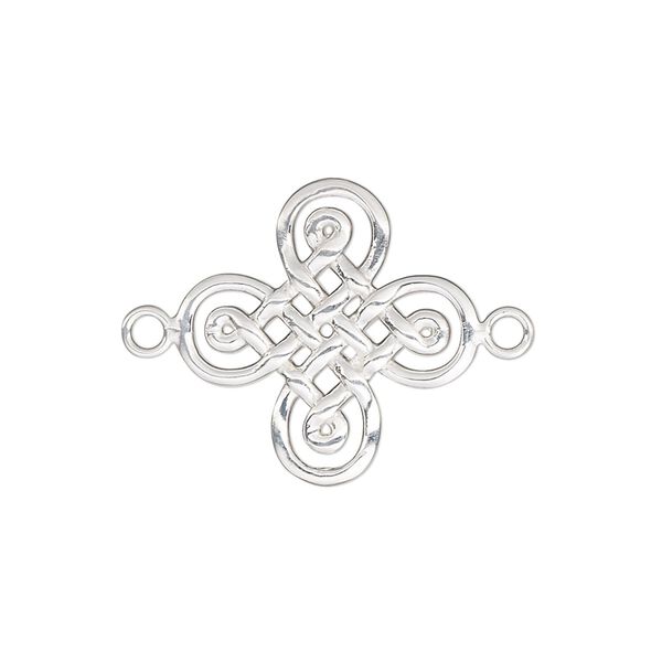 Link, sterling silver, 20.5x20mm single-sided Celtic cross. Sold individually. image number 0