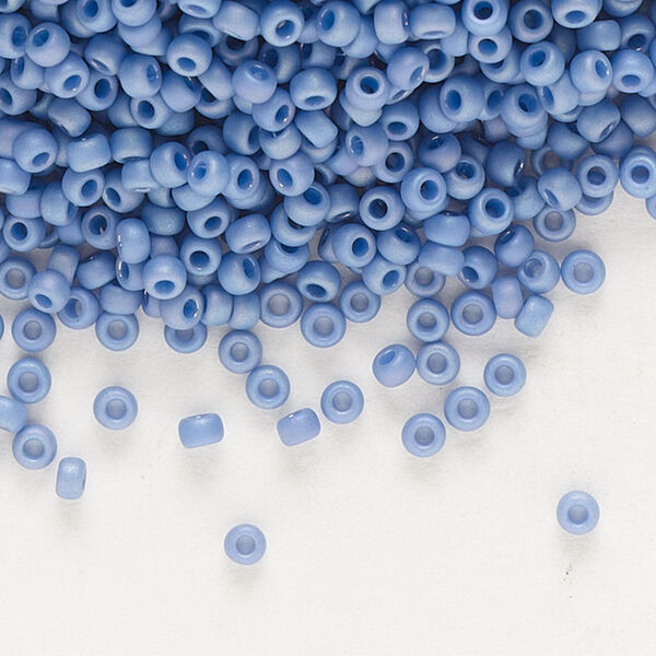 Seed bead, Miyuki, glass, pkg/250g, #11 rocaille, opaque matte rainbow mermaid blue, (RR-4704). image number 0