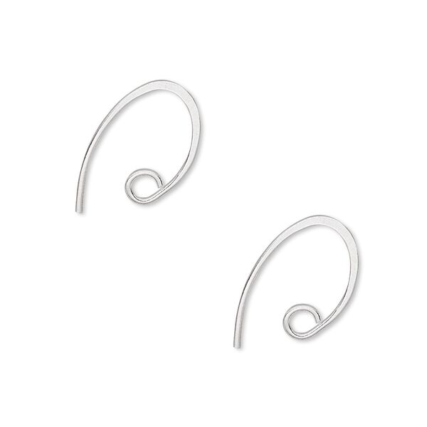 Ear wire 1pkg2 Hill Tribes sterling silver, 13mm oval / open loop, 19 gauge 1 pair image number 0