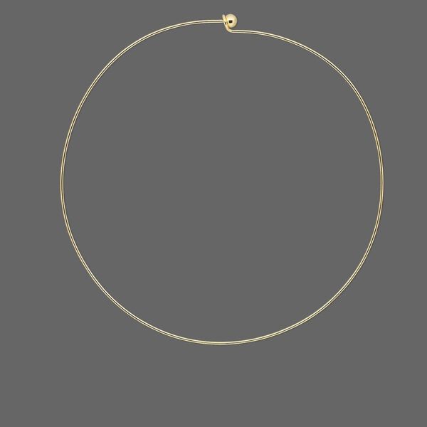 Neckwire, gold-finished brass, 1mm rigid round, 16 inches with 6mm twist-off bead end. Sold individually. image number 0