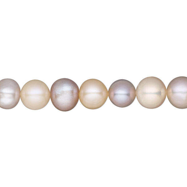 Pearl, White Lotus™, cultured freshwater, mauve and peach, 7-7.5mm semi-round, B- grade, Mohs hardness 2-1/2 to 4. Sold per 15-1/2" to 16" strand. image number 0