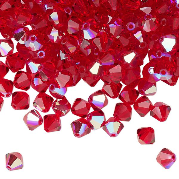 Bead 576pk light Siam glitter, Preciosa Czech crystal 5mm bicone image number 0