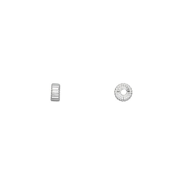 Bead, sterling silver, 4.5x2mm corrugated rondelle. Sold per pkg of 10. image number 0