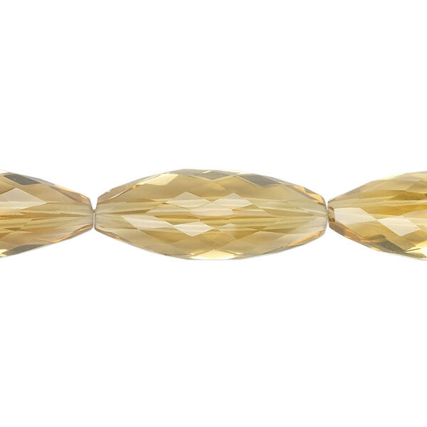 Golden quartz 1pkg4, hand-cut faceted triangular oval bead 23x9mm image number 0