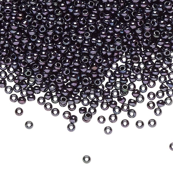 Seed bead, TOHO BEADS®, glass, pkg/7.5g, #11 round, opaque metallic amethyst gunmetal (TR-11-90). image number 0