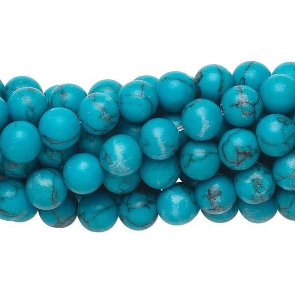 Bead, "turquoise" (resin) (imitation), 6mm round. Sold per pkg of (10) 15-1/2" to 16" strands. image number 0
