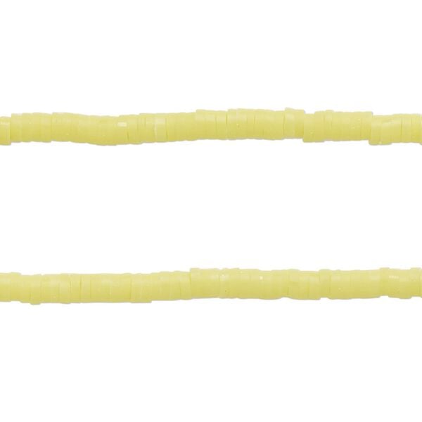 Bead, polymer clay, opaque lime green, 3x1mm heishi. Sold per pkg of (2) 15-1/2 to 16-inch strands. image number 0