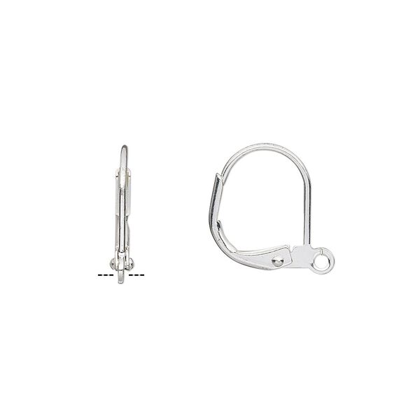 Ear wire leverback 1pkg10 silver-plated, 14mm / open loop, brass 5 pair image number 0